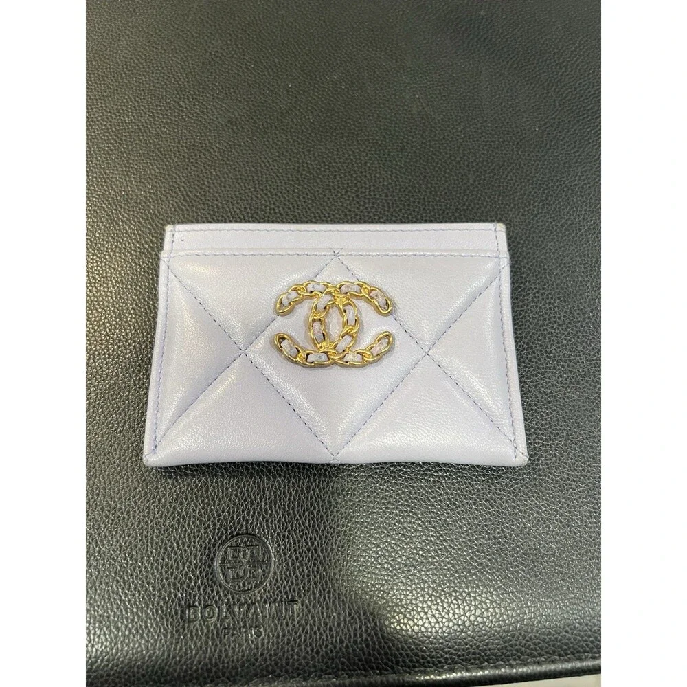 Chanel 19 Lavender Gold Card Case With Authenticity
